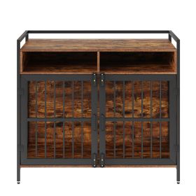 VEVOR Furniture Style Dog Crate With Storage, 41 Inch Dog Crate Furniture Large Breed With Double Doors, Wooden Dog Cage For Large Medium Dog Indoor,