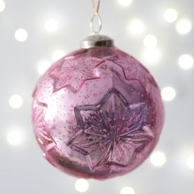 Snowflake Mercury Glass Ornament - Pink - Min of 4