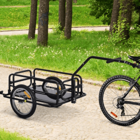 Aosom Bike Cargo Trailer, Bicycle Trailer, Heavy-Duty Bike Wagon Cart, Foldable Compact Storage, With Universal Hitch, 16 Wheels, 88 Lbs. Capacity, Bl