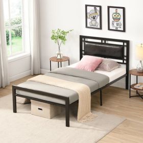 Twin Size Metal Bed Sturdy System Metal Bed Frame ,Modern Style And Comfort To Any Bedroom (Color: black)