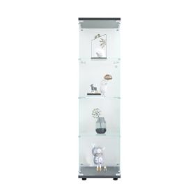 Glass Display Cabinet 4 With Gantry, Floor-to-ceiling Rare Bookshelf, Suitable For Living Room, Bedroom, Office (Color: black)
