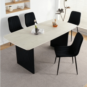 Set Of 4 Kitchen Chairs (Color: black)