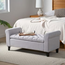 HAYES ARMED STORAGE BENCH (Color: Light Grey)