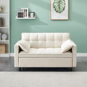 Modern velvet sofa, sofa pull-out bed, small love seat casual sofa with back, with pillow, pockets, living room furniture (Color: as Pic)