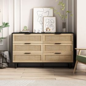 Drawers Rattan Storage Cabinet Rattan Drawer,for Bedroom,Living Room,Black (Color: black)